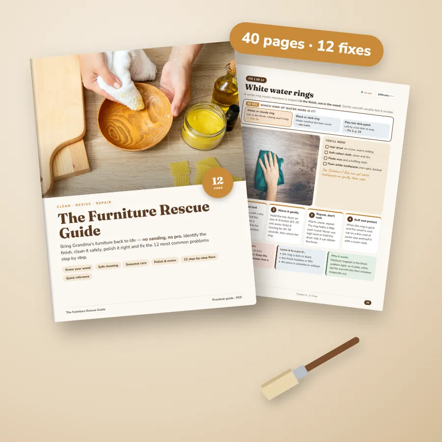 The Furniture Rescue Guide: cover and a real page